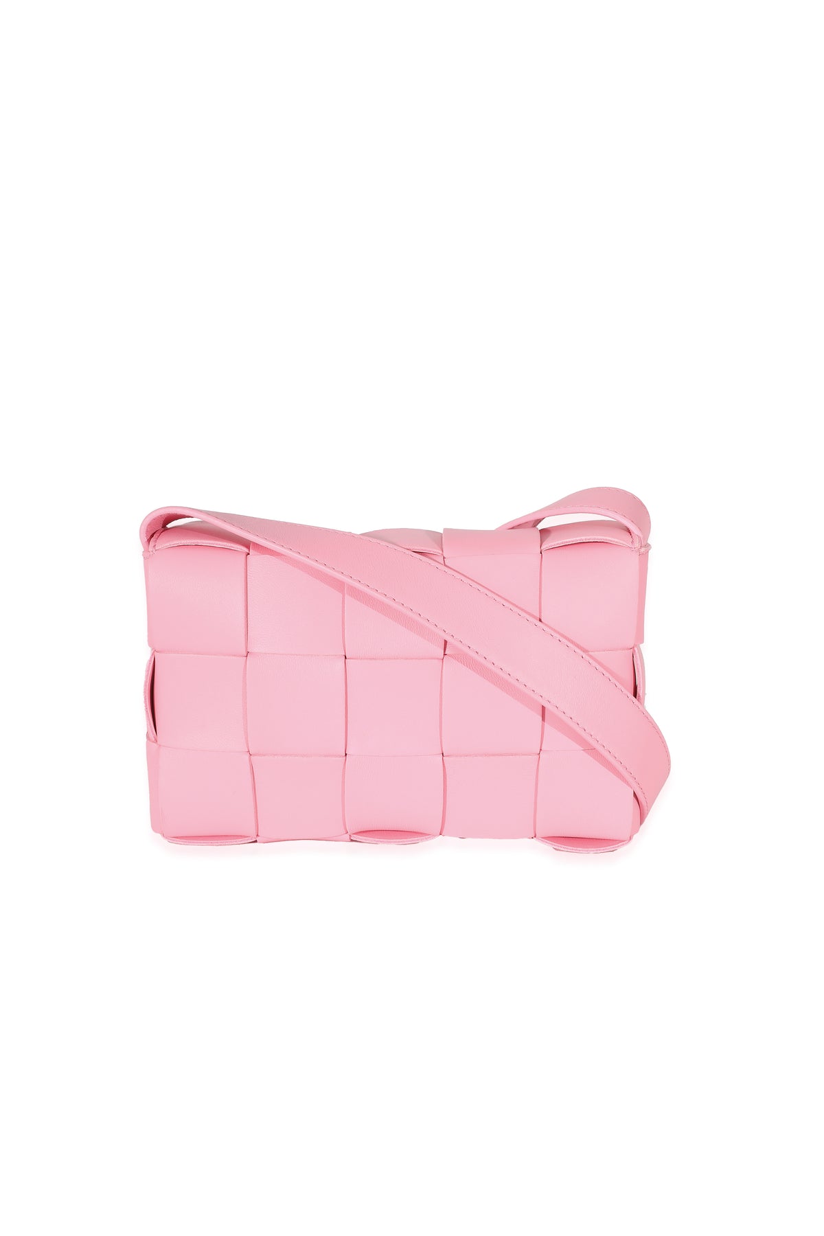 Bottega Veneta Pink Intrecciato Lambskin Small Cassette Bag