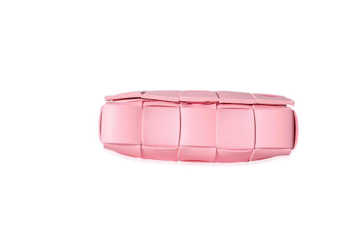 Bottega Veneta Pink Intrecciato Lambskin Small Cassette Bag