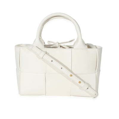 Bottega Veneta White Grained Intrecciato Candy Arco Tote