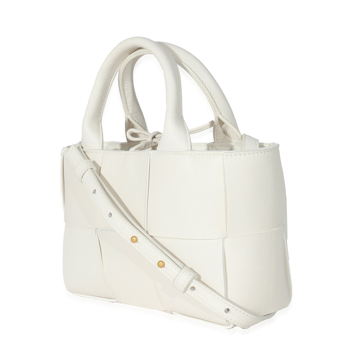 Bottega Veneta White Grained Intrecciato Candy Arco Tote