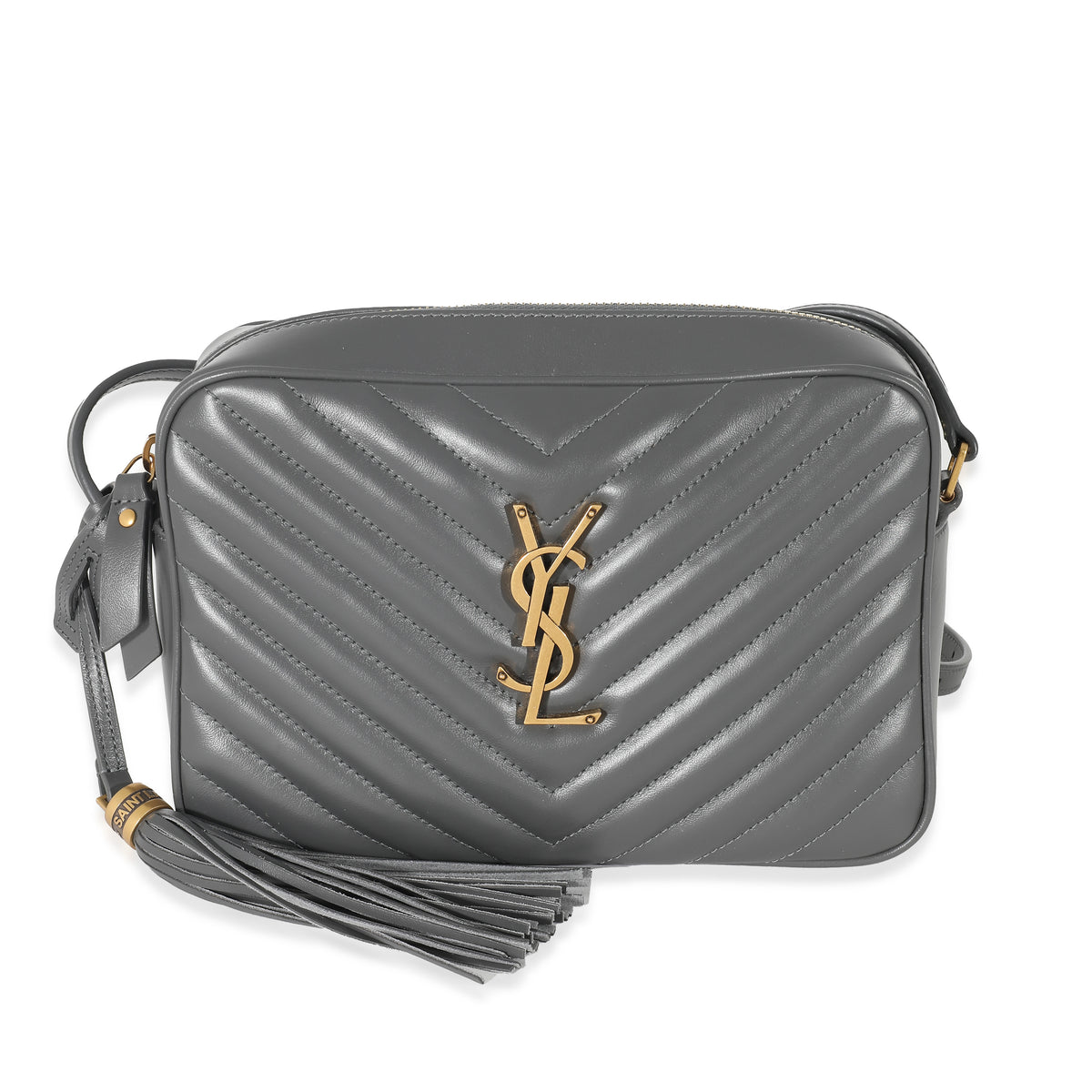 Saint Laurent White And Black Lou Striped Canvas Camera Bag