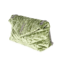 Saint Laurent Green Crushed Velvet Small Loulou Puffer Bag