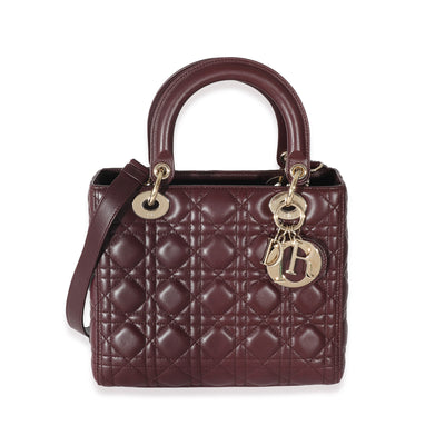 Christian Dior Burgundy Cannage Lambskin Medium Lady Dior