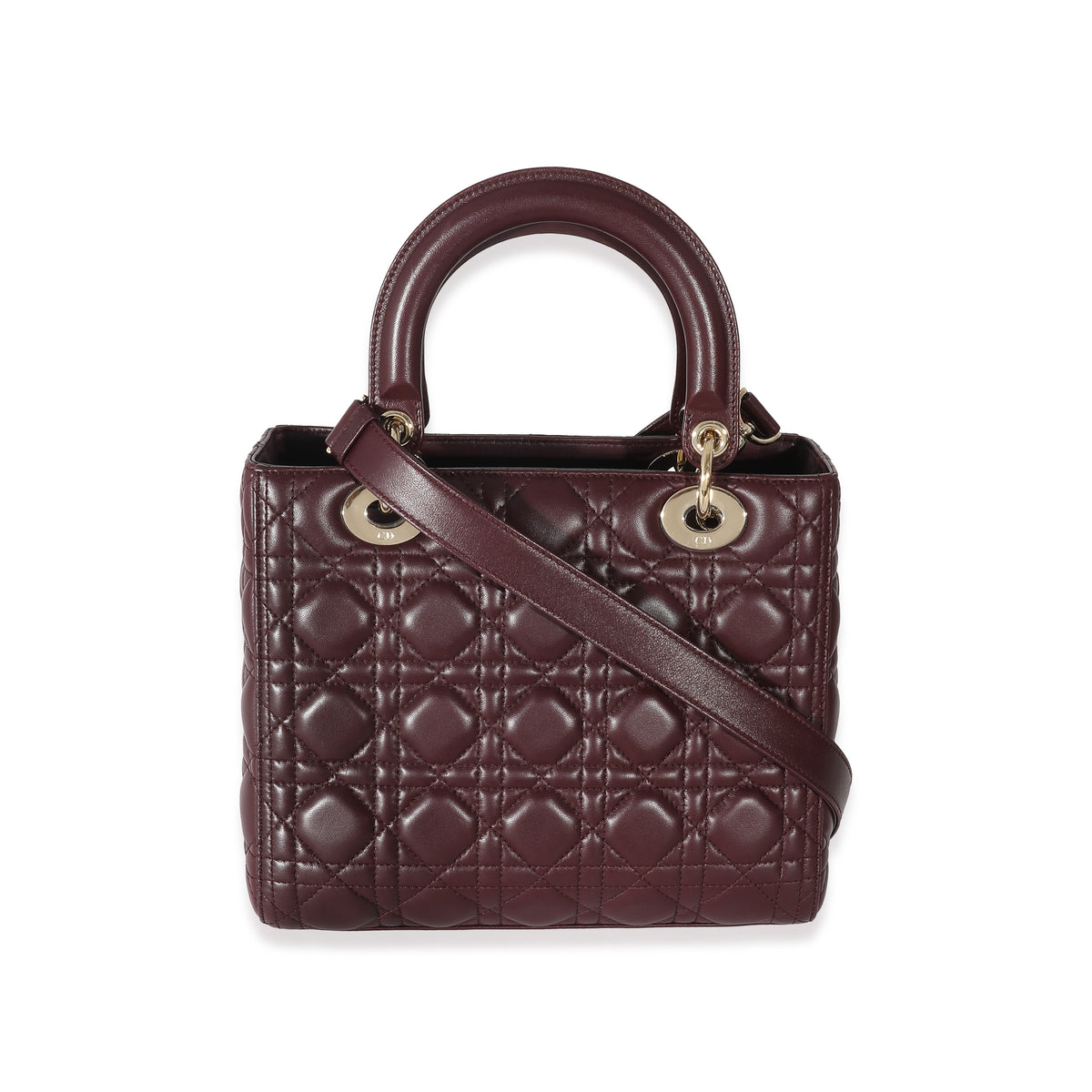 Christian Dior Burgundy Cannage Lambskin Medium Lady Dior