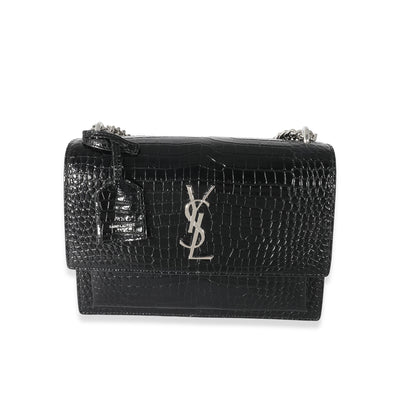 Saint Laurent Black Crocodile Embossed Medium Monogram Sunset