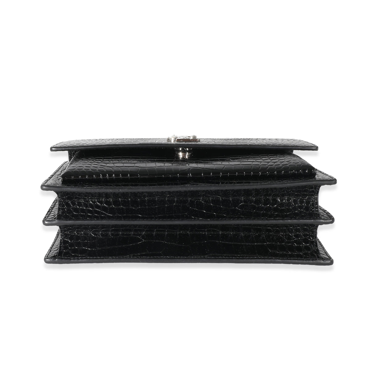 Saint Laurent Black Crocodile Embossed Medium Monogram Sunset