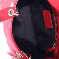 Christian Dior Red Cannage Lambskin Lucky Badges Small My Lady Dior Bag