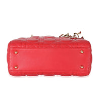 Christian Dior Red Cannage Lambskin Lucky Badges Small My Lady Dior Bag