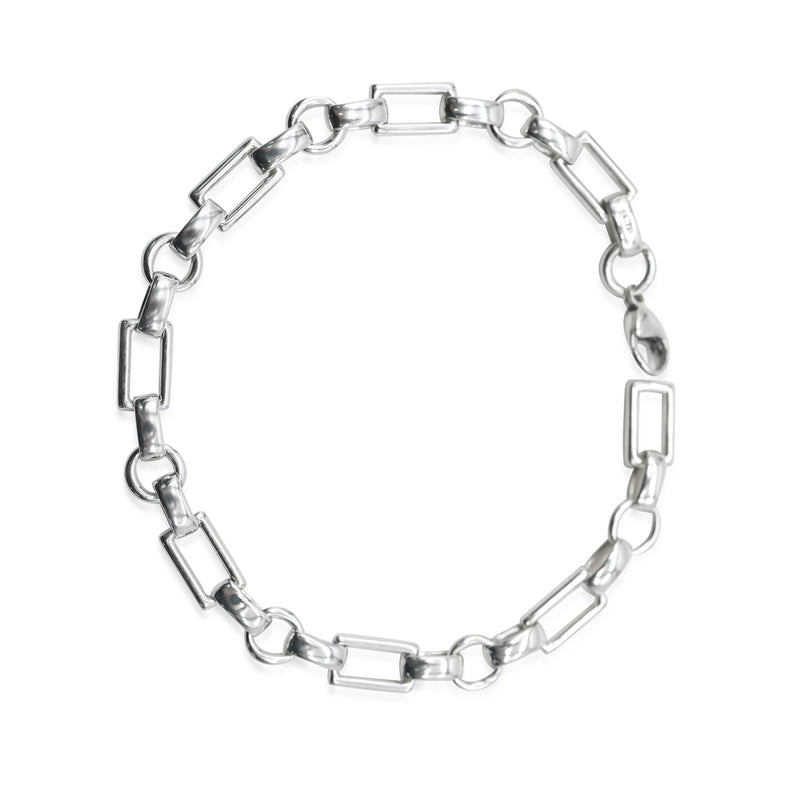 Tiffany & Co. Vintage Rectangle & Circle Link Bracelet in Sterling Silver
