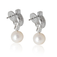 Cartier Himalia Pearl & Diamond Earrings in 18 Karat White Gold 0.43 CTW
