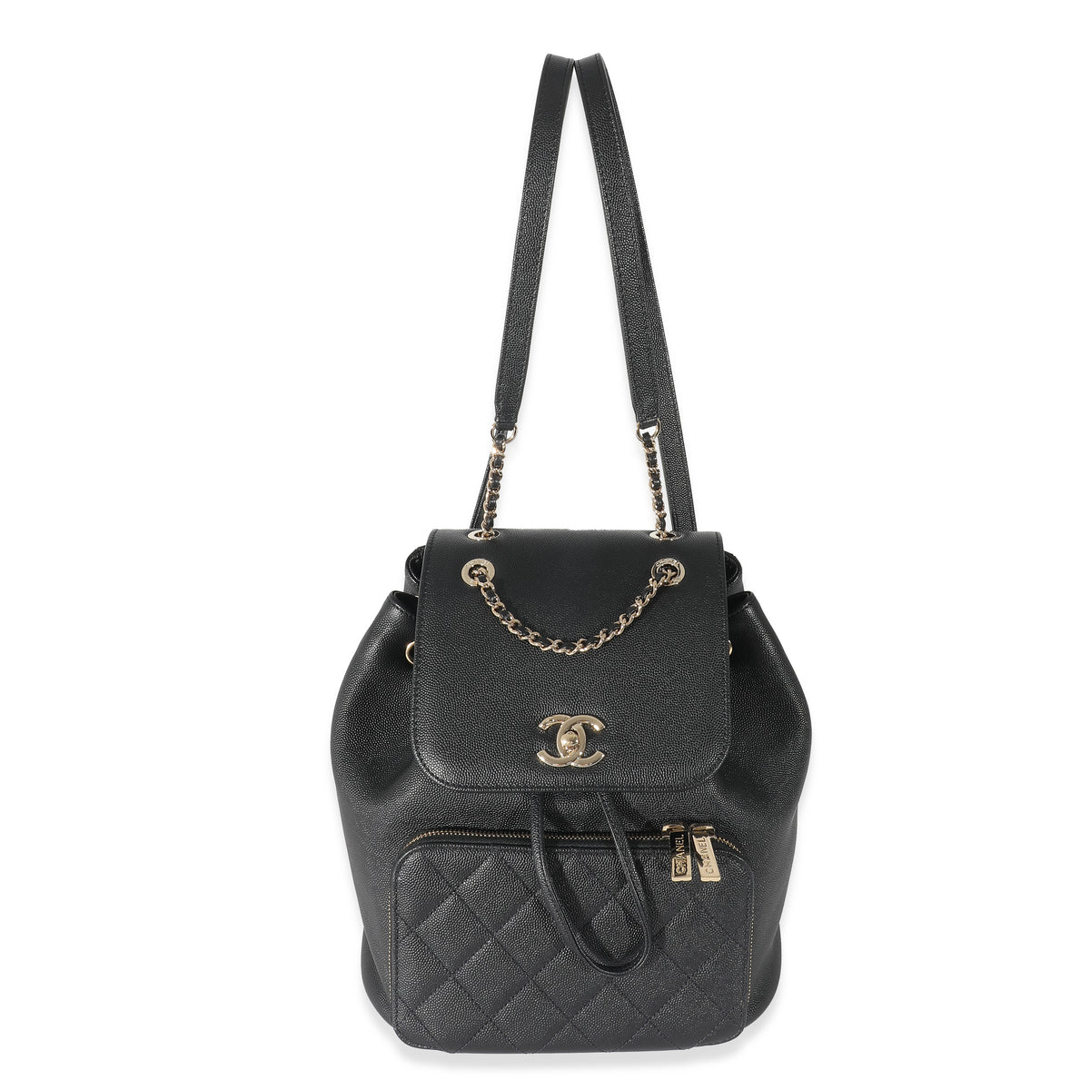 Chanel Black Quilted Caviar Leather Small Business Affinity Bag