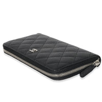 Chanel Black Quilted Caviar Classic Long Zipped Wallet