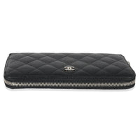 Chanel Black Quilted Caviar Classic Long Zipped Wallet