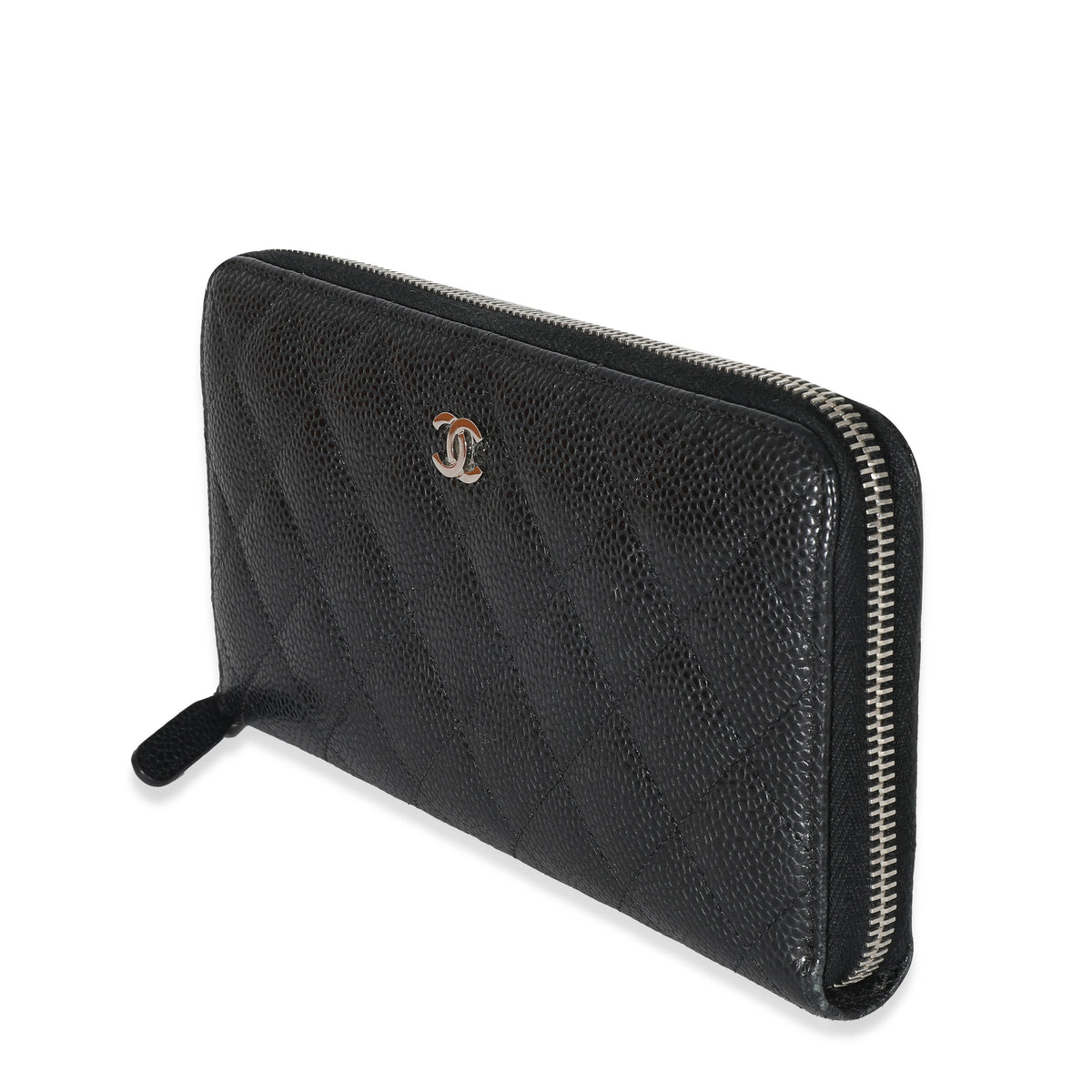 Chanel Black Quilted Caviar Classic Long Zipped Wallet
