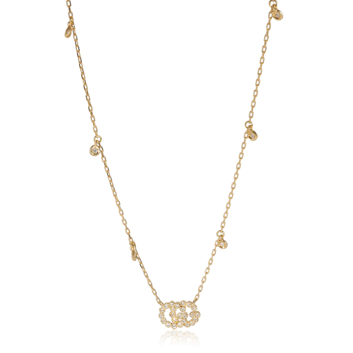 Gucci GG Running Diamond Necklace in 18k Yellow Gold 0.22 CTW