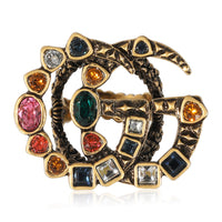 Gucci Double GG Crystals Brass Tone Ring