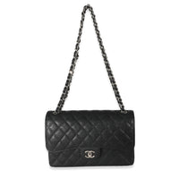 Chanel Black Quilted Caviar Jumbo Double Flap Bag