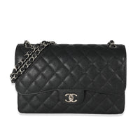 Chanel Black Quilted Caviar Jumbo Double Flap Bag