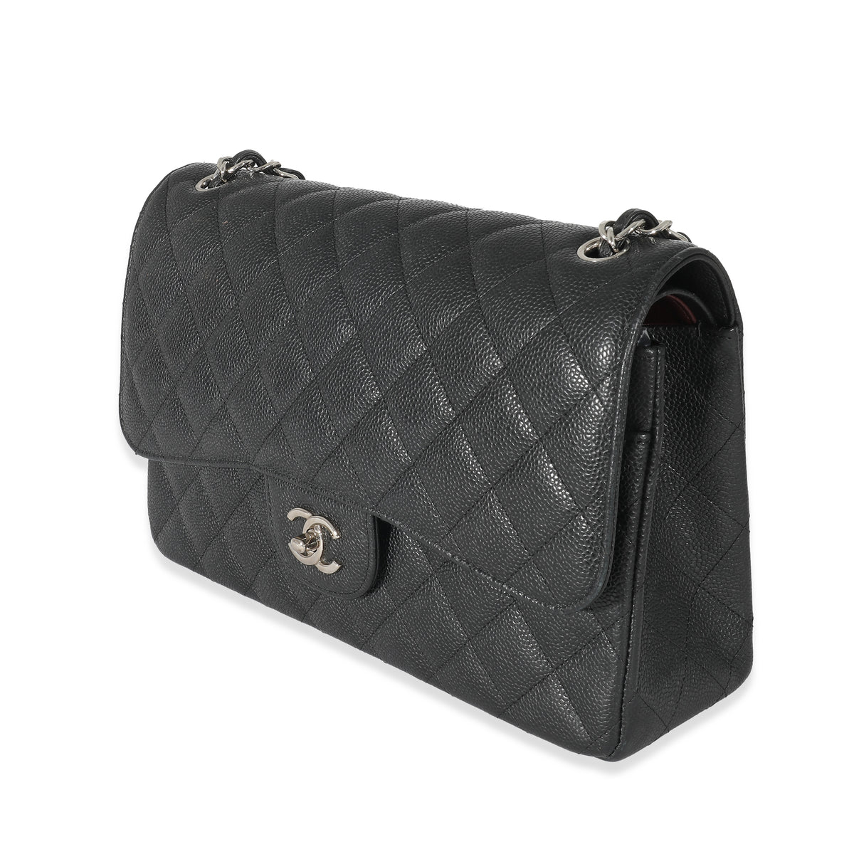 Chanel Black Quilted Caviar Jumbo Double Flap Bag