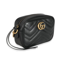 Gucci Black Matelassé Leather Mini GG Marmont Shoulder Bag