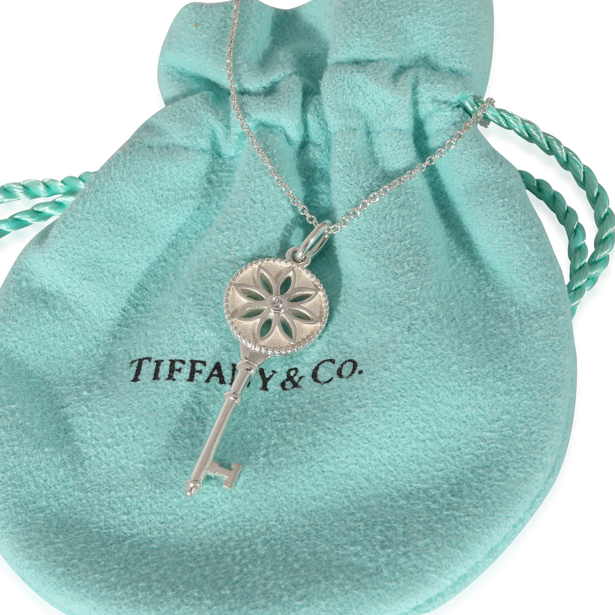 Tiffany & Co. Daisy Key Diamond Pendant in Sterling Silver 0.01 CTW