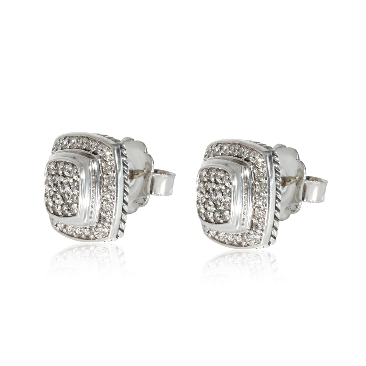David Yurman Albion Pave Diamond Earrings in Sterling Silver 0.50 CTW
