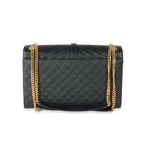 Saint Laurent Black Grain De Poudre Mix Matelassé Large Envelope Flap Bag