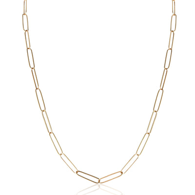 Paperclip Chain Necklace in 14K Yellow Gold