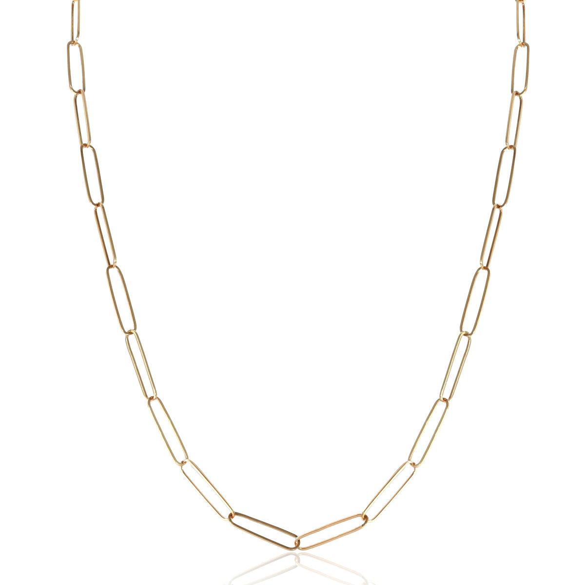 Paperclip Chain Necklace in 14K Yellow Gold