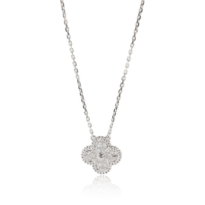 Van Cleef & Arpels Alhambra Vintage Necklace in 18k White Gold 0.48 CTW