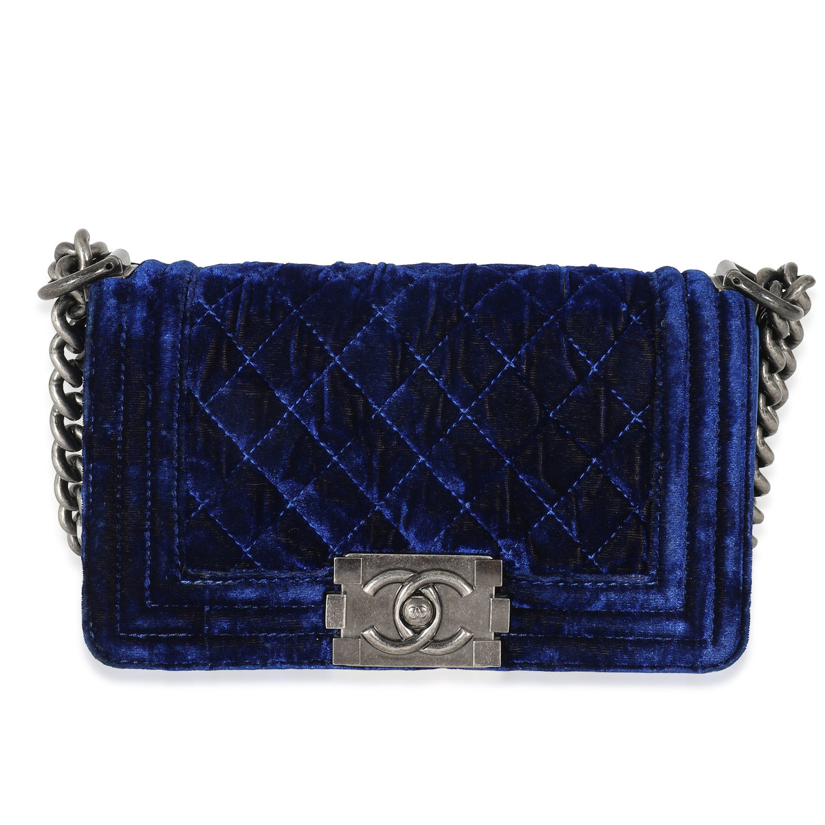 Chanel Royal Blue Velvet Small Boy Bag