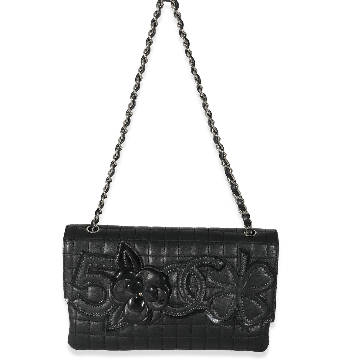 Chanel Black Lambskin No. 5 Camellia Flap Bag, myGemma