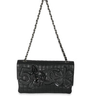 Chanel Black Lambskin No. 5 Camellia Flap Bag