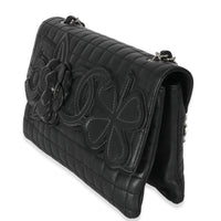Chanel Black Lambskin No. 5 Camellia Flap Bag