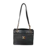 Chanel Vintage 24k Black Caviar Dual CC Shopper Tote