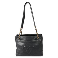 Chanel Vintage 24k Black Caviar Dual CC Shopper Tote