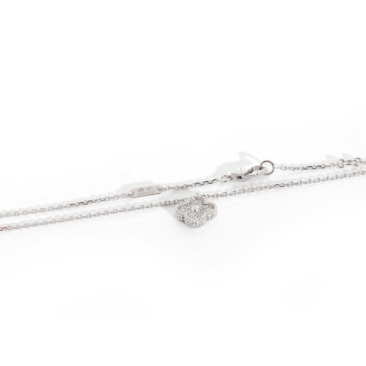 Van Cleef & Arpels Sweet Alhambra Necklace in 18k White Gold 0.08 CTW