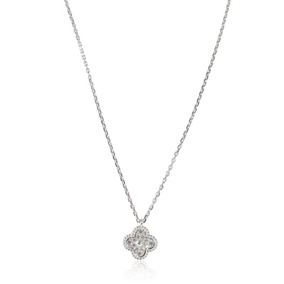 Van Cleef & Arpels Sweet Alhambra Necklace in 18k White Gold 0.08 CTW