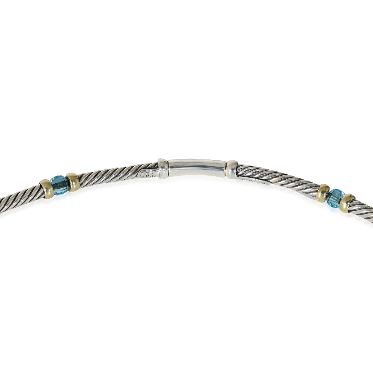 David Yurman Hampton Cable Topaz Station Necklace in Yellow Gold/Sterling Silver