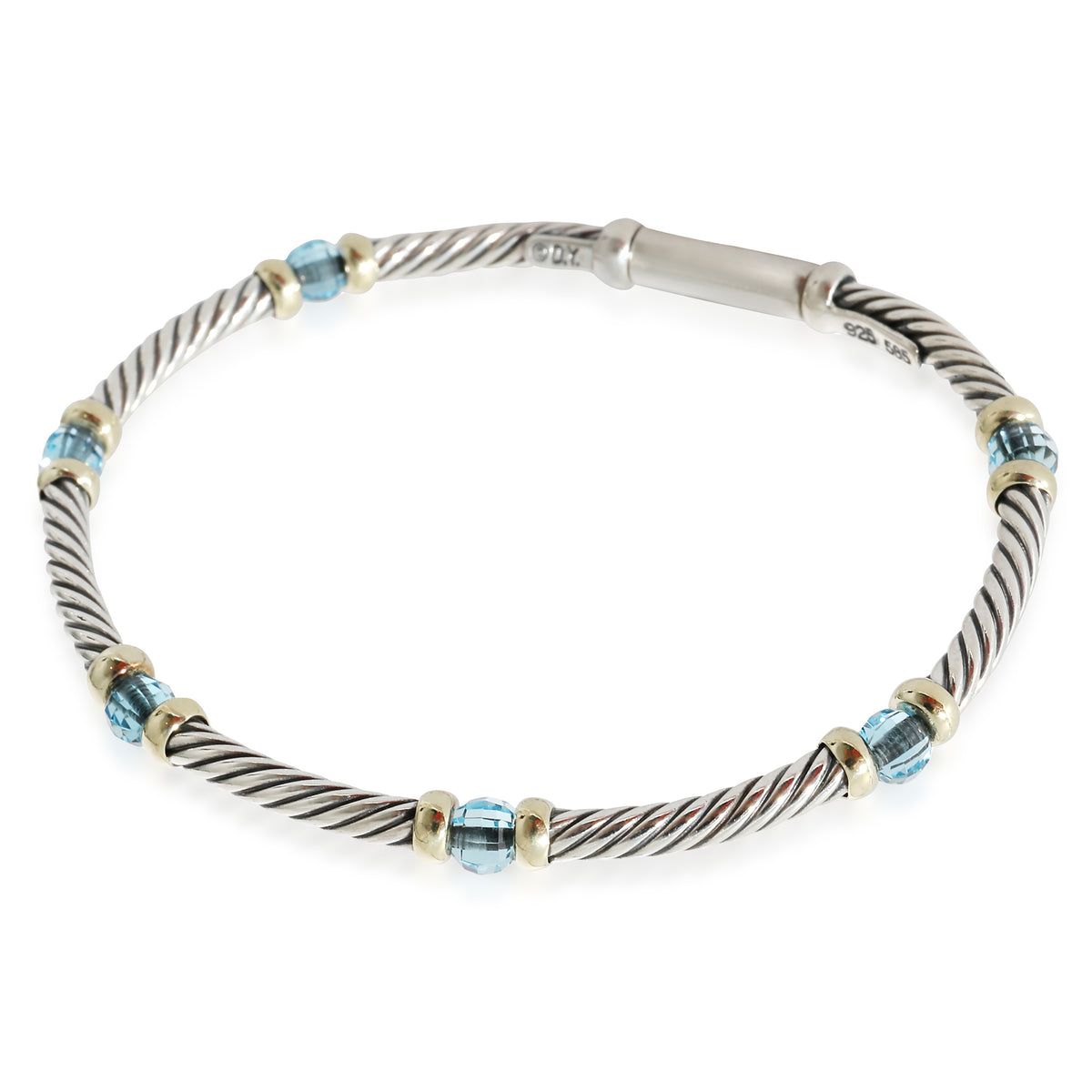 David Yurman Hampton Blue Topaz Bracelet in 18k Yellow Gold/Sterling Silver