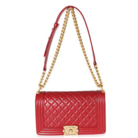 Chanel Burgundy Quilted Lambskin Medium Boy Bag