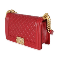 Chanel Burgundy Quilted Lambskin Medium Boy Bag