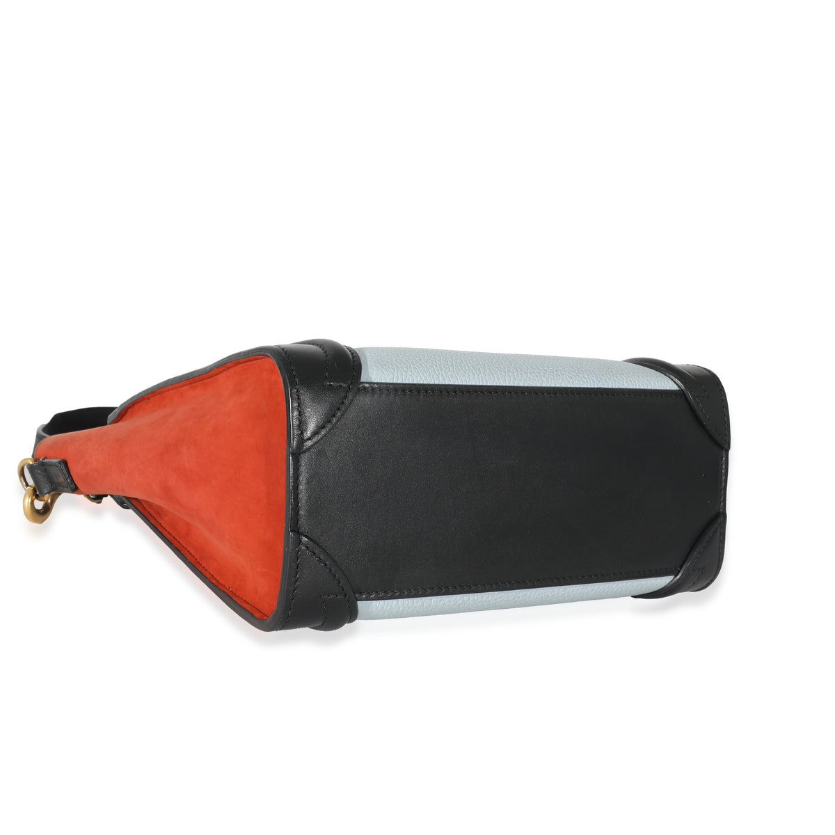 Celine Blue Orange Black Tri-Color Leather Nano Luggage