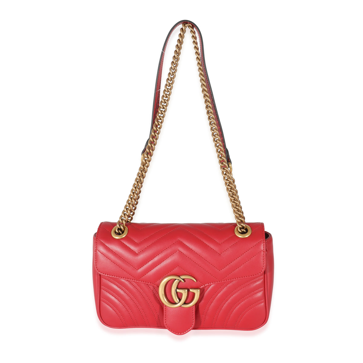 Gucci Red Matelasse Small Marmont Shoulder Bag