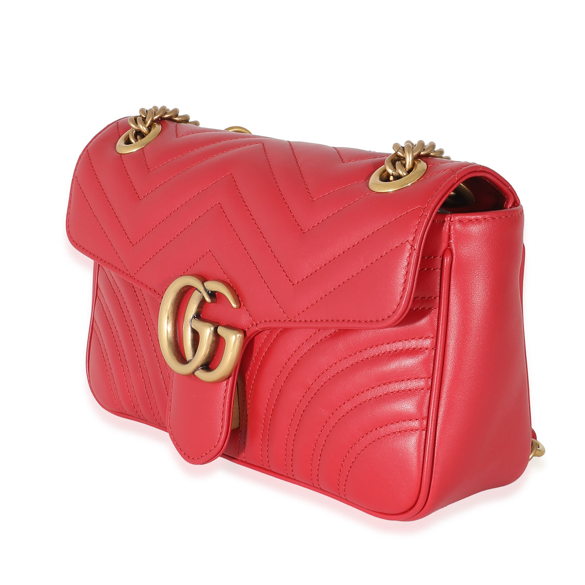 Gucci Red Matelasse Small Marmont Shoulder Bag