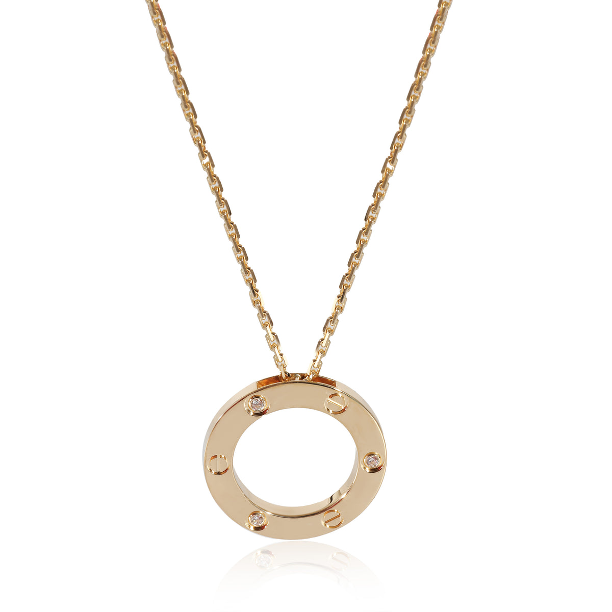 Cartier Love Circle Necklace in 18k Yellow Gold 0.08 CTW myGemma