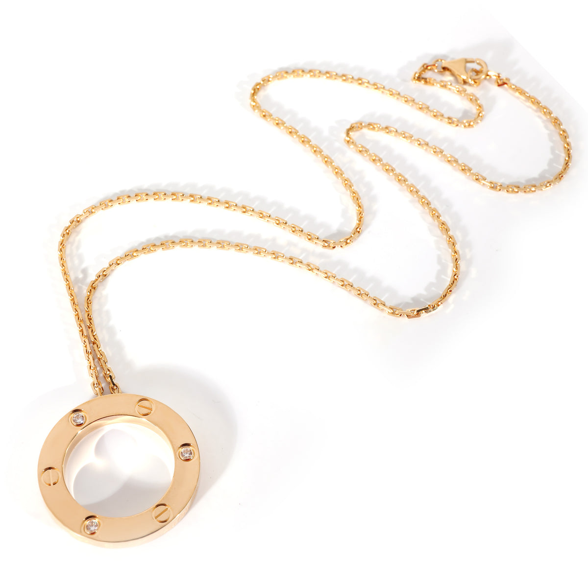 Cartier Love Circle Necklace in 18k Yellow Gold 0.08 CTW