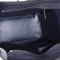 Celine Smooth Navy Calfskin Canvas Stripe Mini Luggage Tote