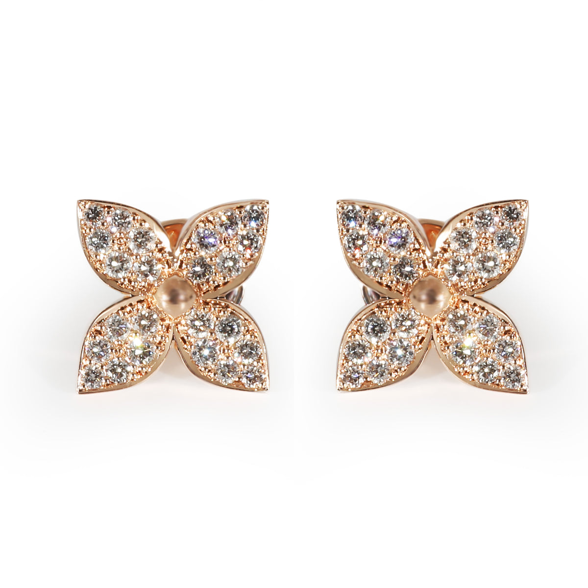 Louis Vuitton 18k Rose Gold/Mother of Pearl and Diamond Color Blossom BB  Star Stud Earrings - Yoogi's Closet