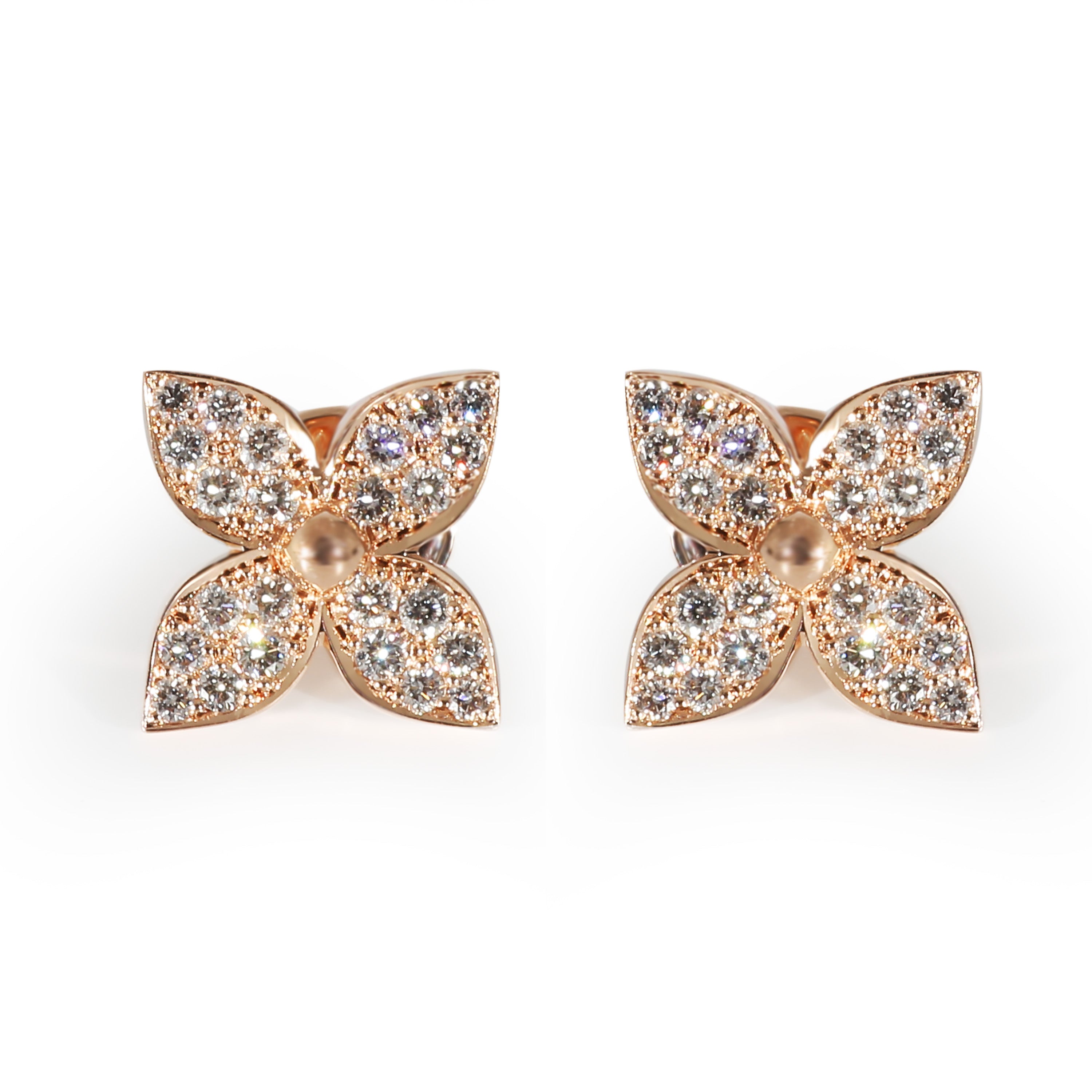 Louis Vuitton Color Blossom 18K Rose Gold Malachite Star Stud Earrings